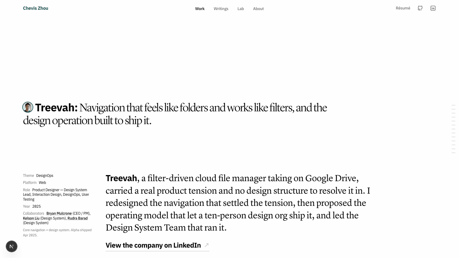 The same case study hero set in Lyon Display with the lede in Lyon Text, a serif standfirst paragraph