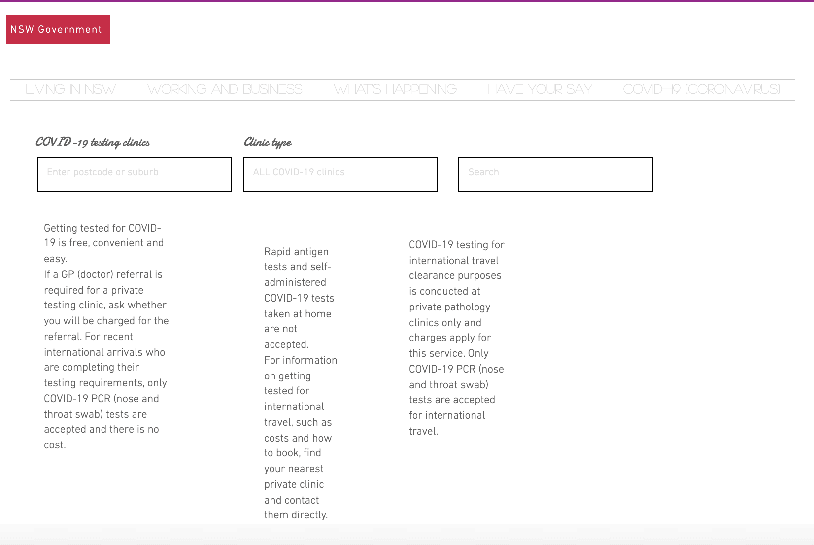 Inaccessible website column layout — uneven columns, difficult to read under magnification